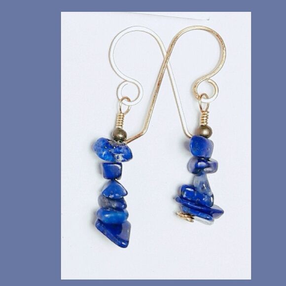 artisan earrings 437#mfs NEW boho Lapis blue gemstone earrings cottagecore fairy - Picture 2 of 5
